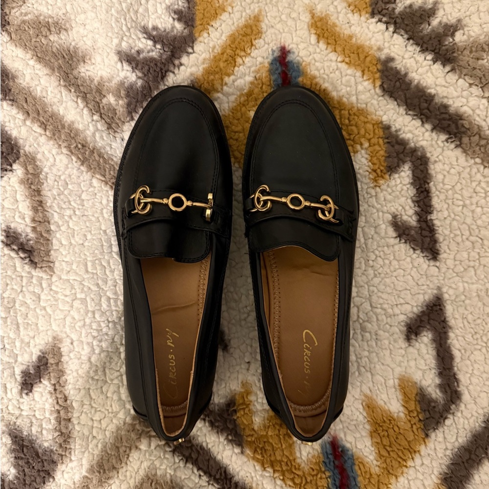 Circus by Sam Edelman Black Loafers with Gold Detail